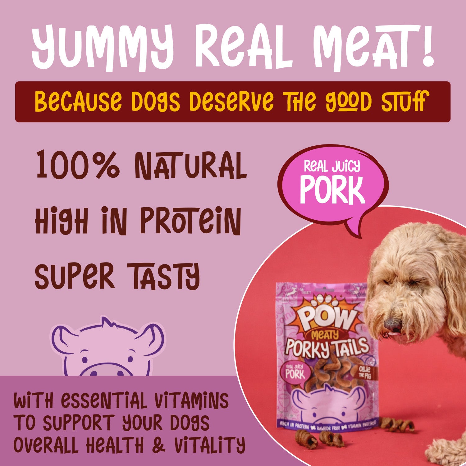 POW Porky Tails - Meaty Dog Treats - Box of 8 Packs