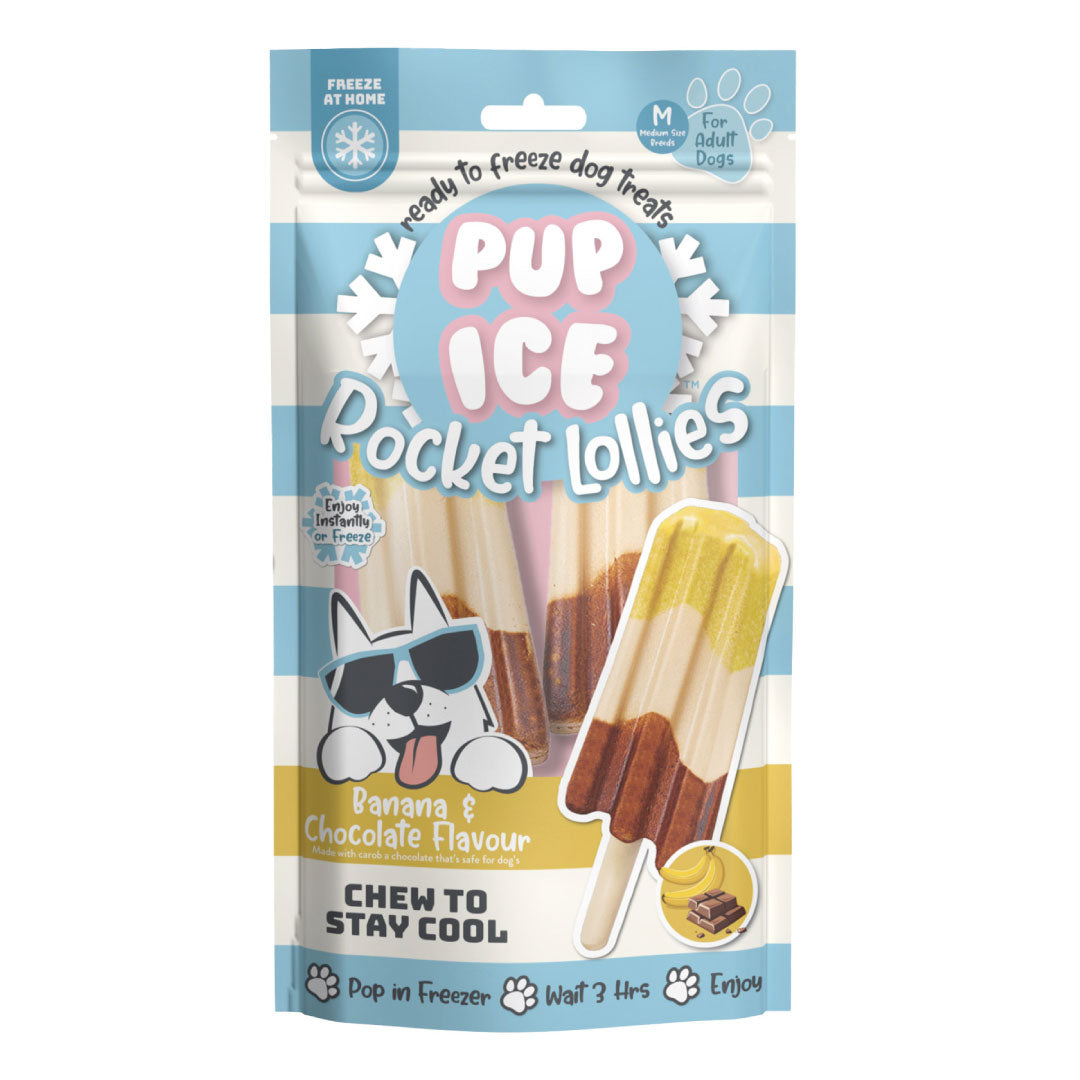 Pup Ice Chocolate & Banana Rocket Lollies - Pack (2 Lollies)