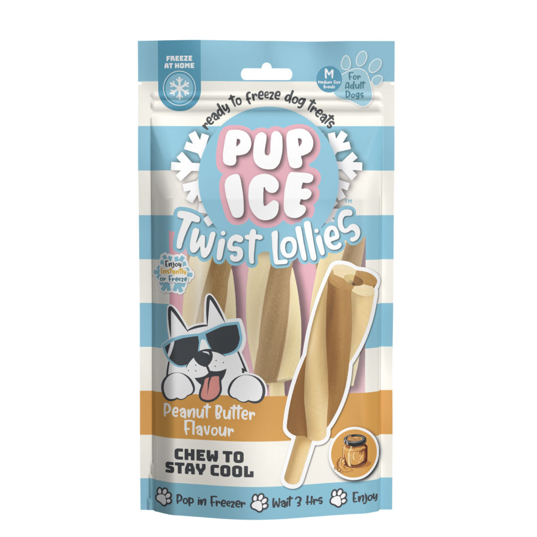 Pup Ice Peanut Butter Twist Lollies - Pack (3 Lollies)