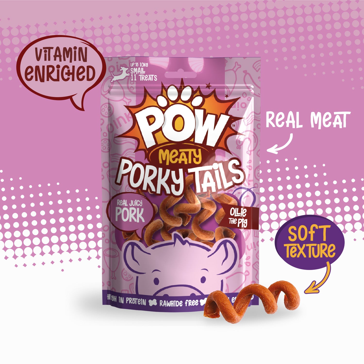 POW Porky Tails - Meaty Dog Treats - Box of 8 Packs