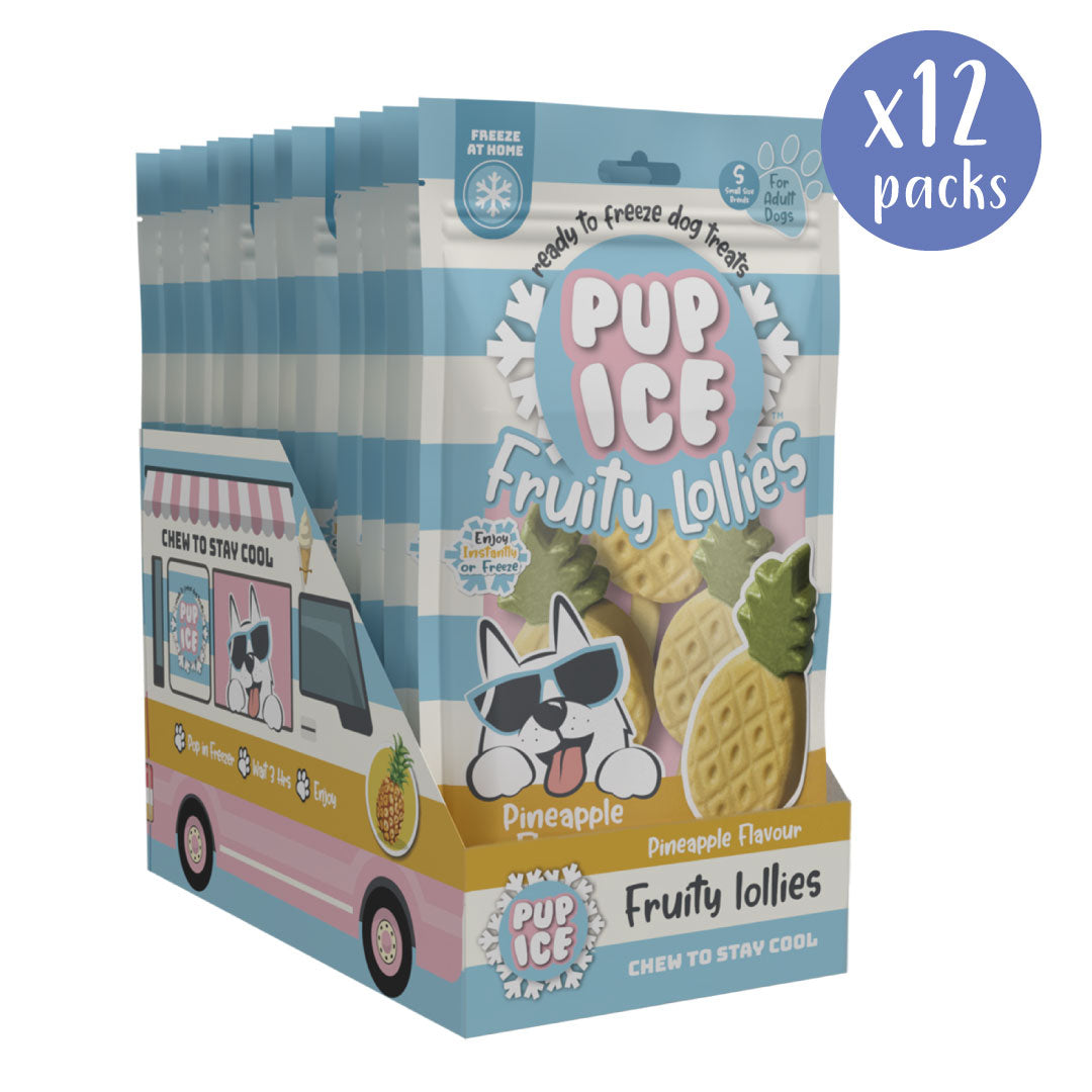 Pup Ice Pineapple Fruity Lollies - Box of 12 Packs