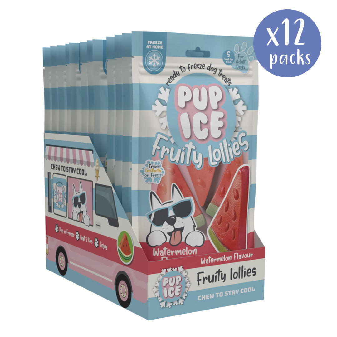 Pup Ice Watermelon Fruity Lollies - Box of 12 Packs * MEAT FREE
