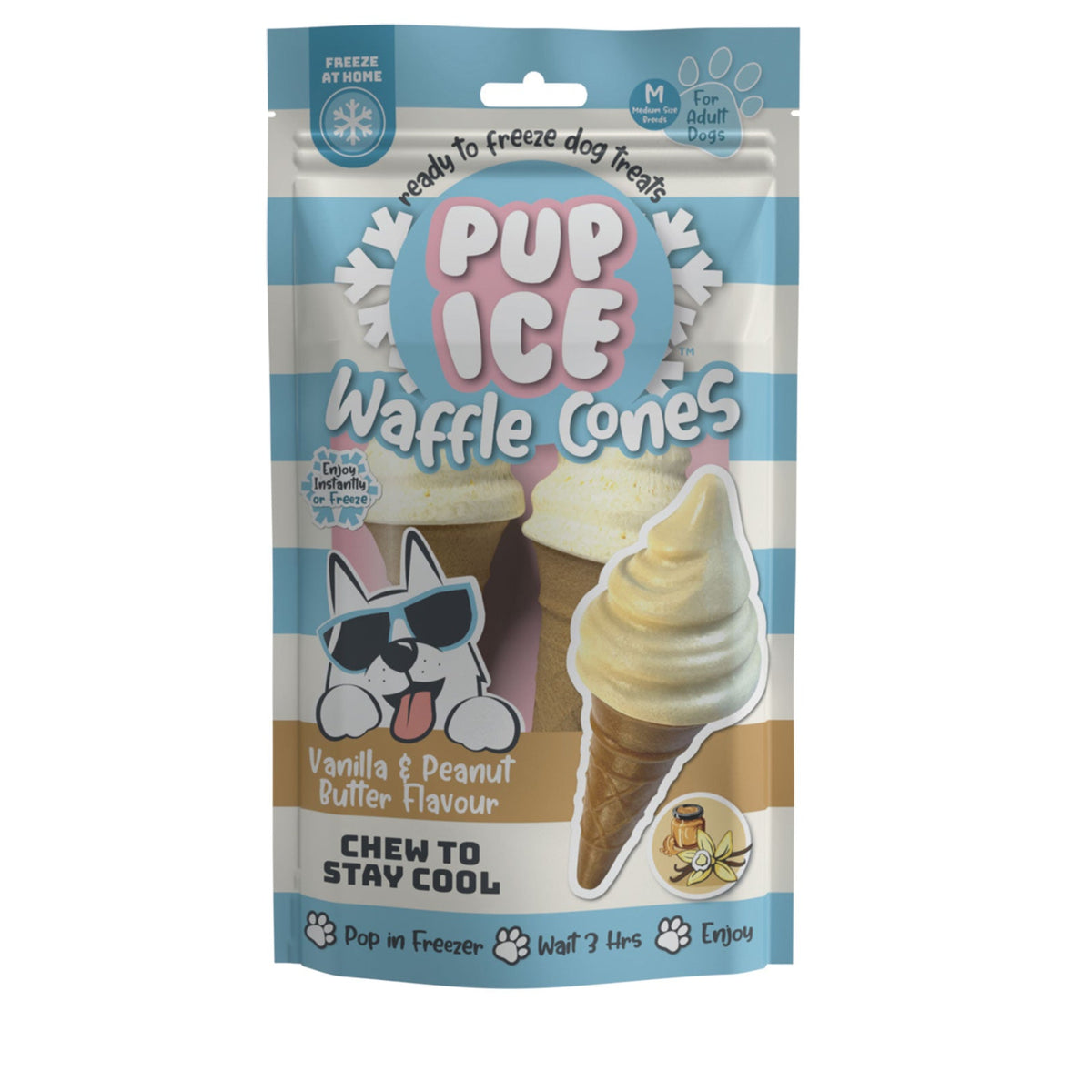Pup Ice Vanilla & Peanut Butter Waffle Cone - Pack (2 Lollies)