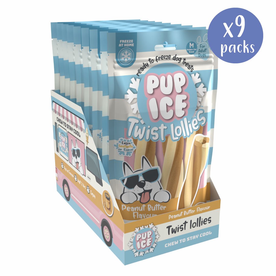 Pup Ice Peanut Butter Twist Lollies - Box of 9 Packs